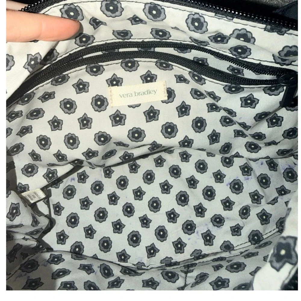 Vera Bradley Black Quilted Microfiber Crossbody Bag Adjustable Strap Lining